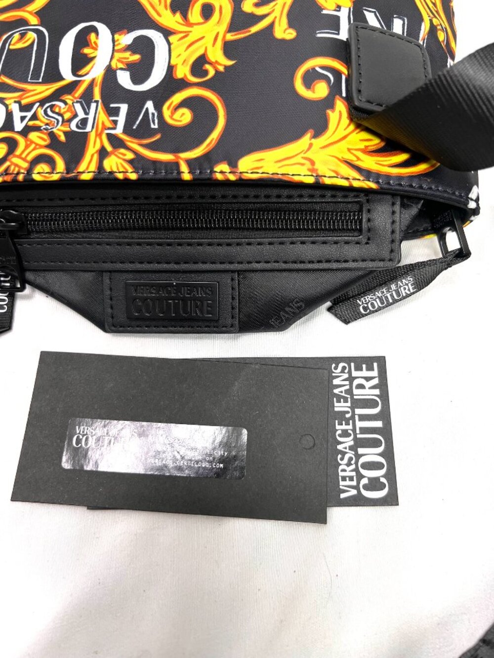 VERSACE JEANS COUTURE Shoulder Bag Black Gold  White Logo+Free Chiffon Scarf(11 - Picture 8 of 15
